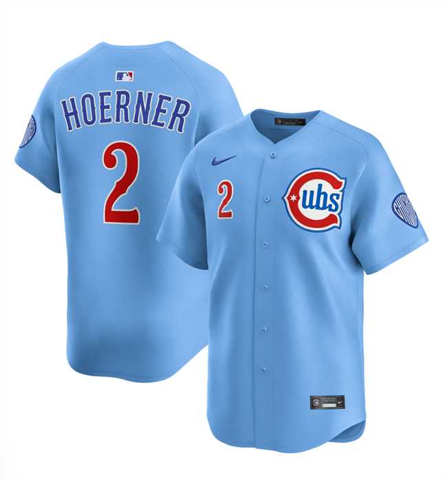Men%27s Chicago Cubs #2 Nico Hoerner Blue 2024-25 2nd Alternate Limited Stitched Jersey Dzhi->chicago cubs->MLB Jersey